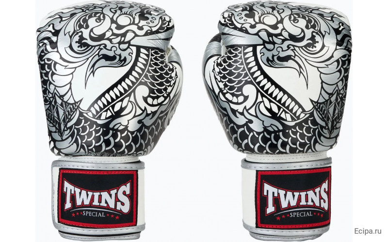 Боксерские перчатки Twins Special FBGVL3-52 Dragon white silver 16 oz